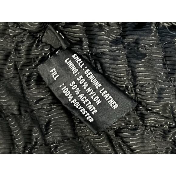 WINLIT Women's Large Classic Black Leather Button Down Coat Jacket Quilted - Picture 8 of 8